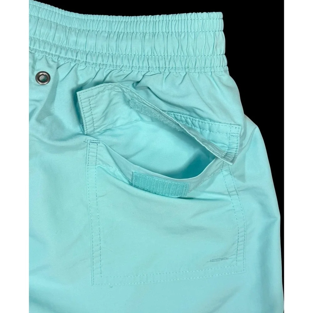 Polo Ralph Lauren Men's Teal Green Mesh Lined Swim Trunks Mid Rise Drawstring M